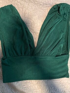 Emerald Green Plunging V-Neck Crop Top
